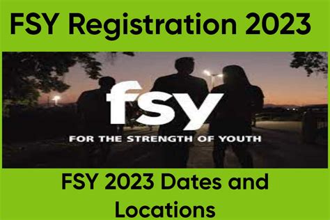 fsy registration|Preregistration for FSY is open!